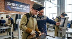Тренинг сварщика в учебной мастерской — практическое занятие под присмотром инструктора