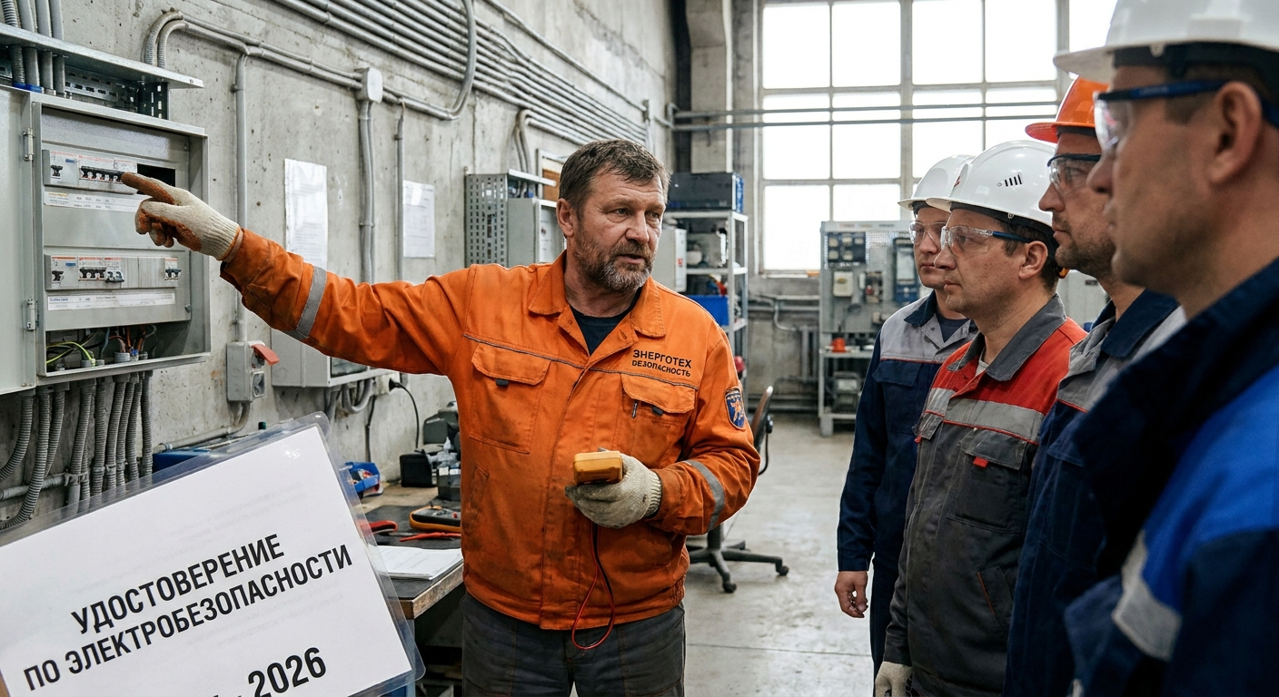 Тренинг по электробезопасности: инструктор показывает правила работы с электрическим оборудованием